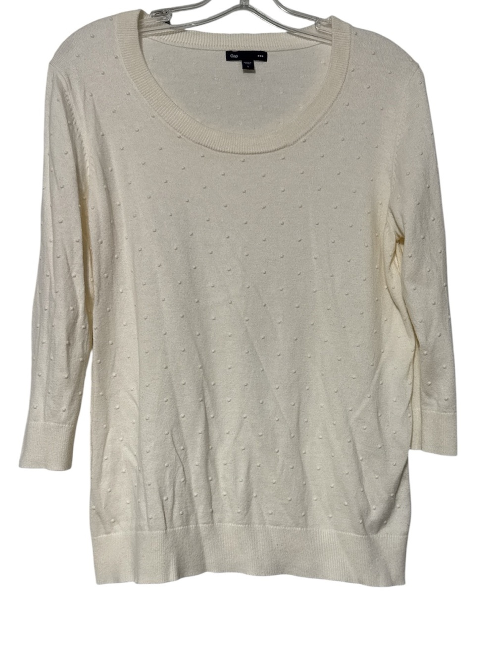 GAP Cream Scoop Neck Dot Texture Sweater